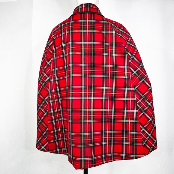 Trina Turk | Teodora Cape | Red Plaid Tartan | Sz P/S - Picture 7 of 12